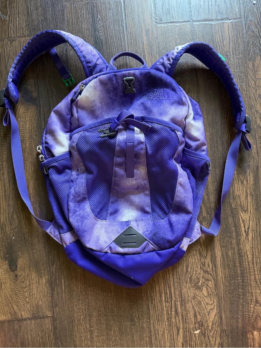 The North Face Youth Recon Squash backpack in a purple cloud print colorway